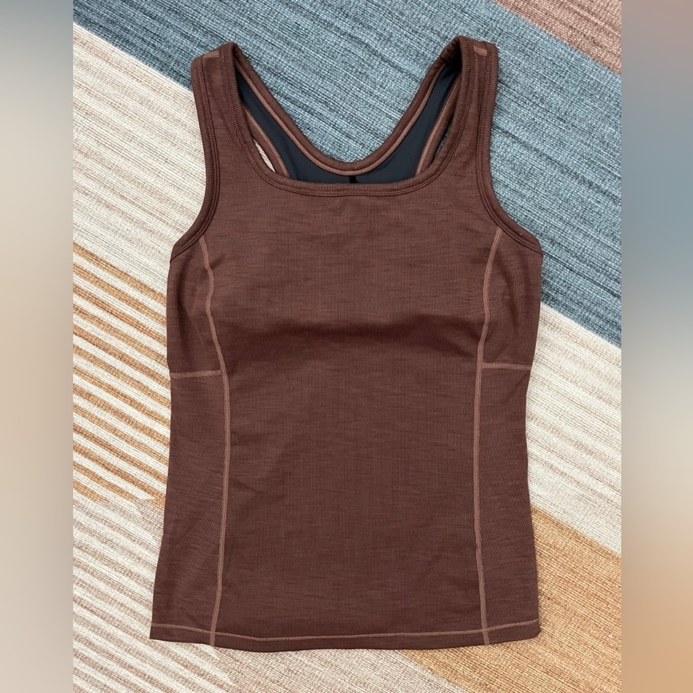 Prana athletic tank with bra brown women’s medium